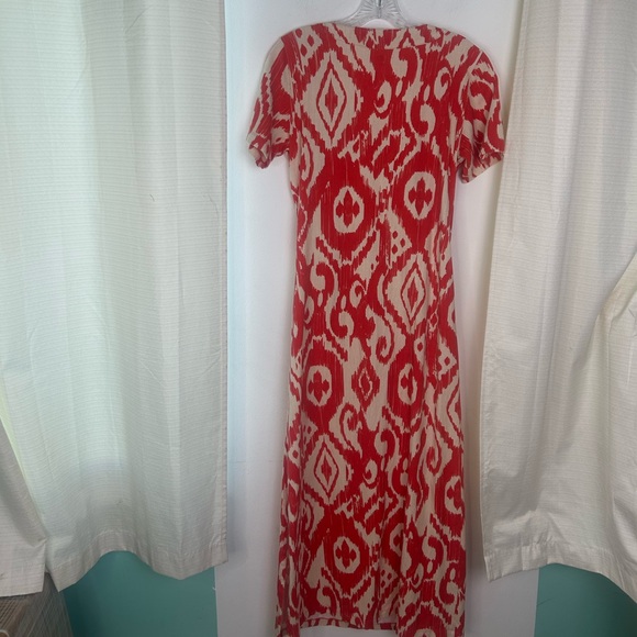 Spartina 449 Junetta Richmond Hill Ikat Orange Boho Midi Dress Size Small - Picture 5 of 16